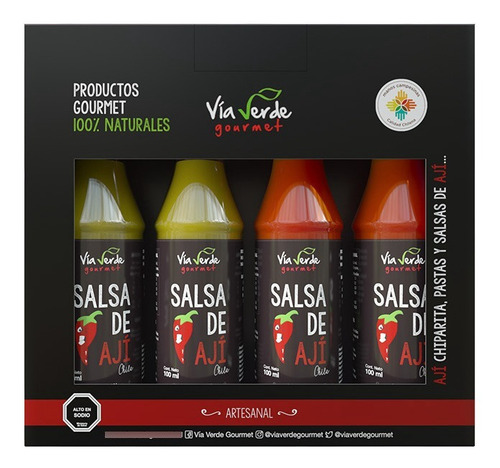 Imagen 2 de 5 de Salsa De Ají Víaverde Pack 4 Unid, 100% Natural Chilena