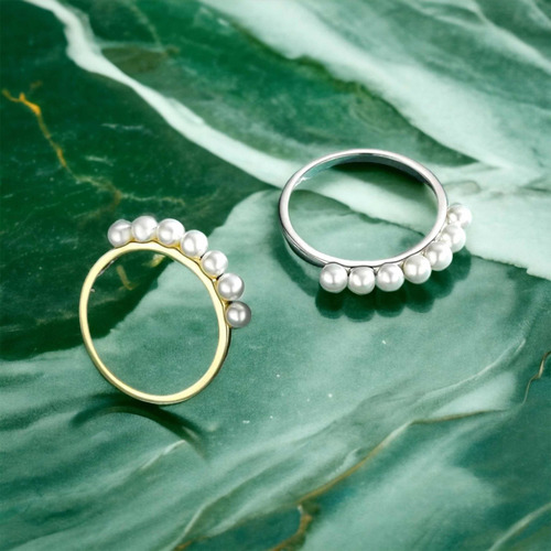 Anillo Compromiso Plata 925 Sin Fin Cintillo Perla Ecológica
