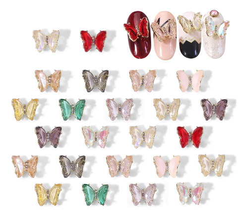 Wokoto 24 Dijes De Uñas De Mariposa De Circon 3d Para Arte D