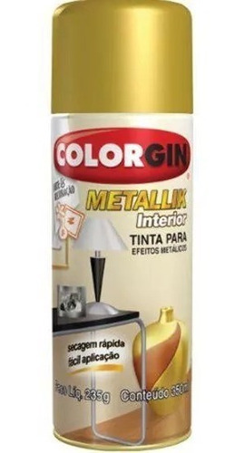 Tinta Spray Colorgin Metallik 52 Ouro 350ml