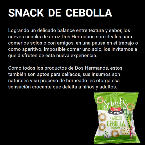 Snacks Aros Cebolla De Arroz Horneados Dos Hermanos Sin Tacc