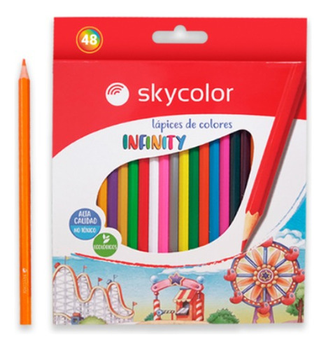 Lapices De Color Escolares Largos X48 Skycolor Infinity 