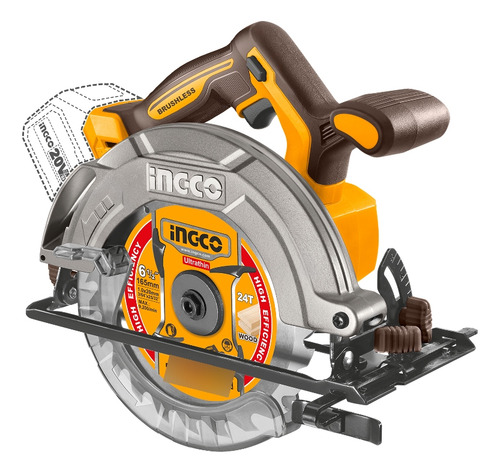 Sierra Circular 20v Bateria P20s 165mm Ingco Csli1652 Color Amarillo Frecuencia 50-60