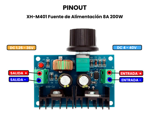 Xh-m401 Modulo Regulador Step Down 8a 200w