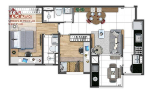 Imagem 3 de 15 de Apto Com 2 Dormitórios À Venda, 62 M² Por R$ 522.814 - Vila Assunção - Santo André/sp - Ap2663
