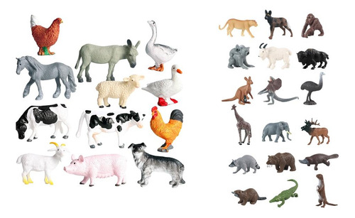 30 Figuras De Animales De Plástico En Miniatura Para Regalo
