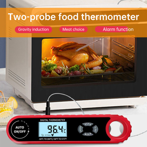 Termómetro Para Carne De Doble Sonda Con Pantalla Lcd, Luz D