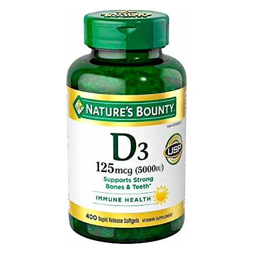 Natures Bounty Vitamina D3 125mcg (5000iu) 400 Capsulas 