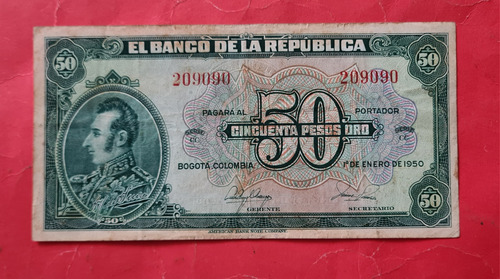 Billete De Cincuenta Pesos 1950