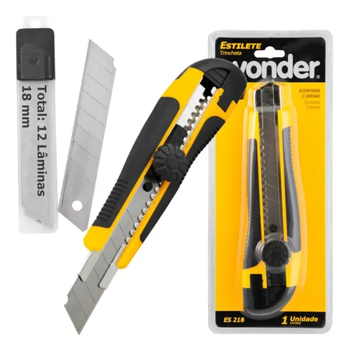 Jogo de estilete Profissional com trava 12 lâminas 18mm embo Vond...