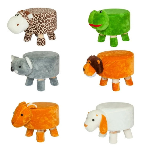 Imagem 1 de 6 de Puff Pufs Pufe Redondo Banquinho Banqueta Infantil Pelucia Bichos Decoração