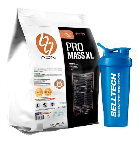 Proteína Adn Pro Mass Xl 5kg Vainilla + Shaker