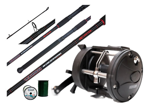 Combo De Pesca Pesada Caster Trolling Carnada Caña + Reel