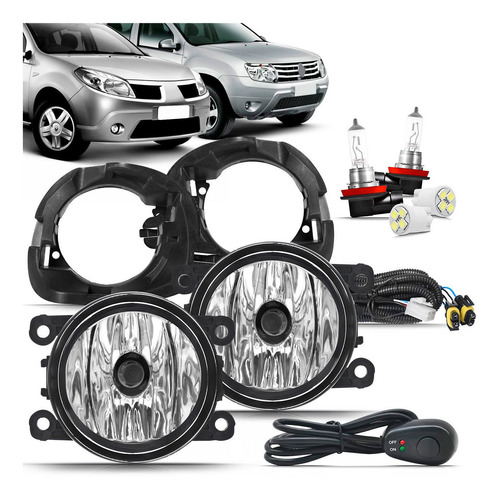 Kit Farol Milha Logan Sandero 2007 2008 2009 2010 11 Neblina