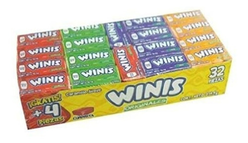 Winis Chicloso Minis Originales Caramelo Suave Dulce 32 Pz