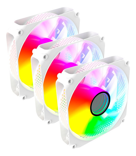 Kit 3 Cooler Fan Rgb Pc Gamer - Branco Clanm