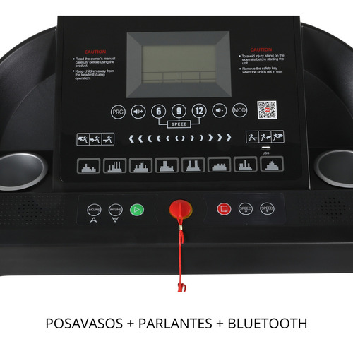 Cinta Caminadora Electrica Body Skull - Velocidad 16 Km/h - Inclinacion Automatica 15 Niv - Usuarios 150 Kg - Superficie 1300x450 Mm - Plegable - Con 6 Amortiguadores Sistema Anti Shock - 2733 Gris