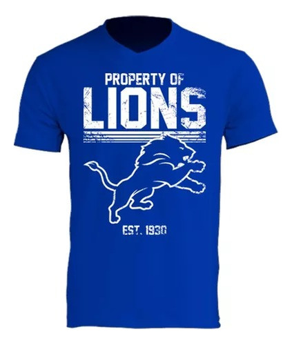 Camisa Azul Vintage Lions, Playera Detroit Clásica
