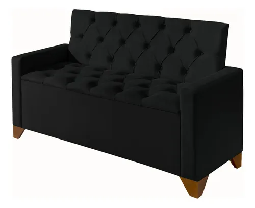 comprar Recamier Baú Luxo Banco Divã Sofá Califórnia 1,30m Moderno Sapateira Para Sala E Quarto Preto