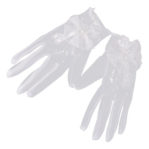 Boda Nupcial Encaje Niñas Tulle Mano Corta Guantes Florales