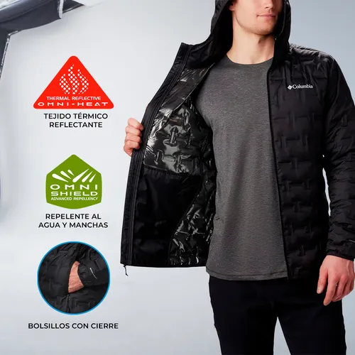 Campera Hombre Columbia Delta Capucha Termica Impermeable