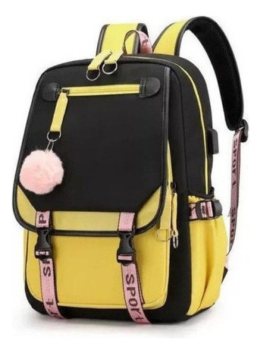 Mochila Coreana Kawaii For Jóvenes Xiux Con Interfaz Usb