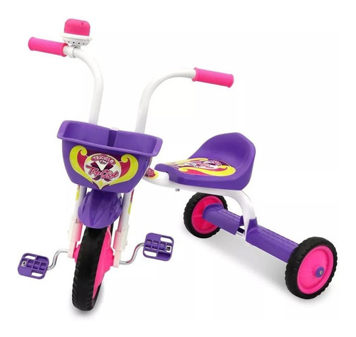 Triciclo Infantil Ultra Bike Top Girl Branco Com Roxo