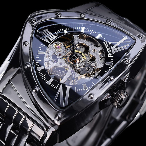 Reloj Forsining, Forma De Triángulo, De Acero Inoxidable
