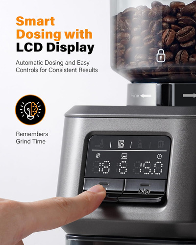 Molinillo De Café Shardor Conical Burr Electric Grey 40 Sett