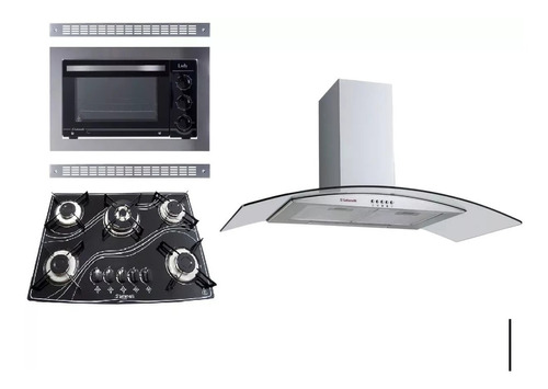  Forno Embutir + Coifa + Cooktop Tripla Chama Frete Grátis 