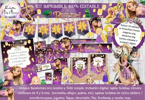 Kit Imprimible Candy Bar Rapunzel Enredados 100% Editable
