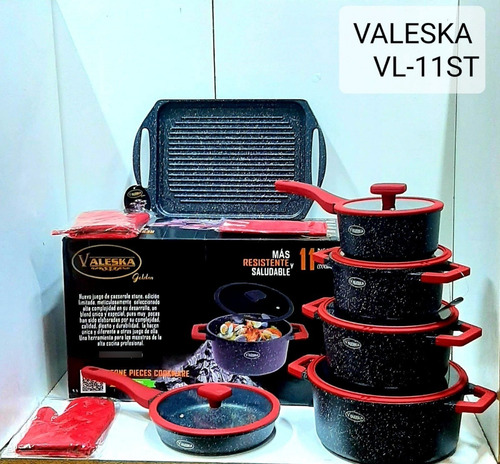 Set De Ollas Valeska 11 Piezas Roca Volcánica Alta Densidad