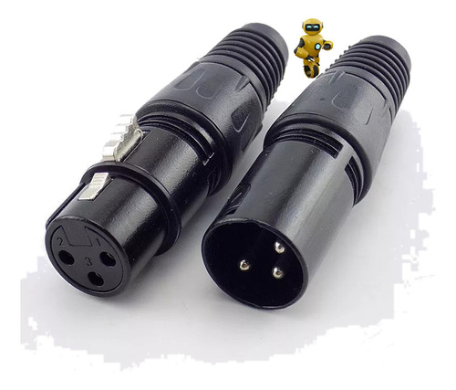 Kit 01 Par Conector Xlr Macho X Fema De Linha Hjh Pro Max