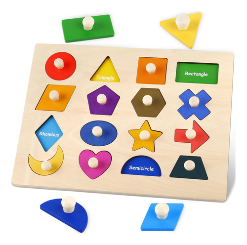 Shape Puzzles Rompecabezas De Madera Para Niños Pequeños, Pe