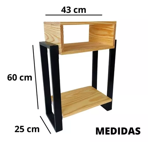 Mesa De Cabeceira Rustica Estilo Industrial De Madeira Pinus