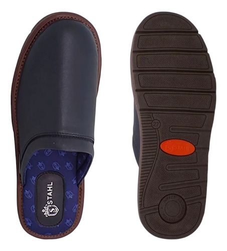 Pantuflas Caballero Stahl 4752 Azul Piel De Borrego Ligeras