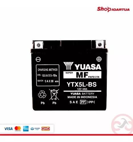 Bateria Yamaha Fz 2.0 Yuasa Ytx5l Bs Incluye Acido