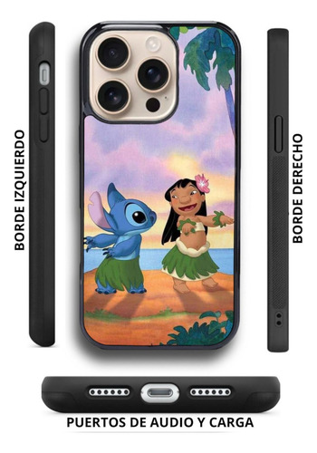 Funda Antigolpes Para Iphone Y Otros Lilo Stitch Playa Hawai Negro Iphone 13 Mini