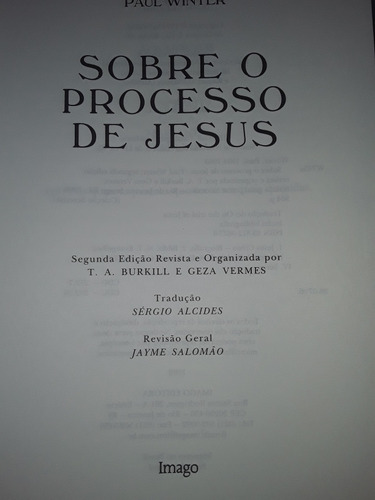 Sobre O Processo De Jesus / Paul Winter (Usado)
