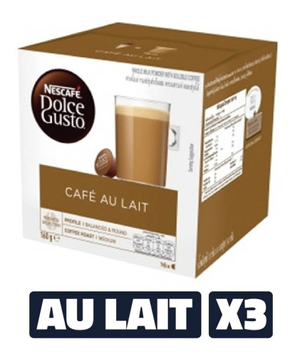 Café Au Lait Cápsula Nescafé Dolce Gusto 16u (pack X3)