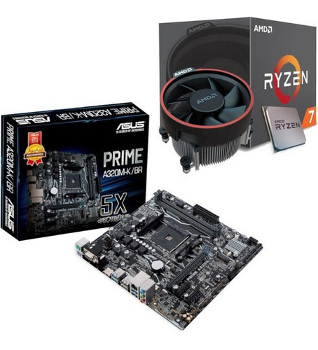 Kit Processador Amd Ryzen R7 2700 Placa Asus Prime A320m-k
