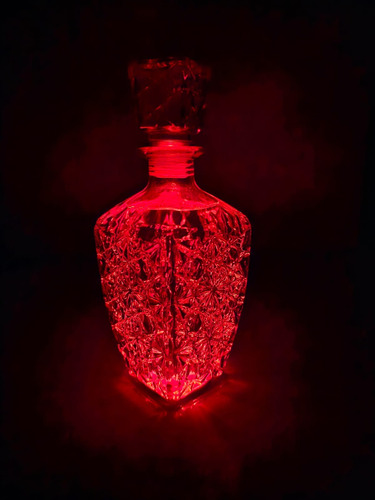 Botella Vidrio Cristal 750 Ml Diamante Luz Led 6 Pcs