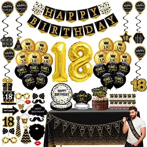 Decoraciones de cumpleaños número 18 para niñas, decoraciones de cumpleaños  de 18 para niñas, globos de números 18, decoraciones de fiesta de