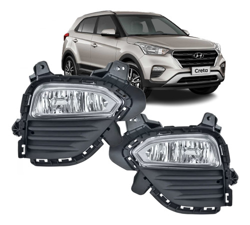 Par Farol Auxiliar Milha Hyundai Creta 2017/2018 Com Grade