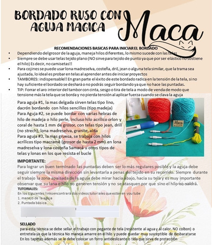 Imagen 10 de 10 de Kit Bordado Punch Needle: Aguja X3, Hilos, Lana, Tambor Tela