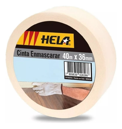 3 Cintas Enmascarar Hela 36mm X 40mt Color Beige