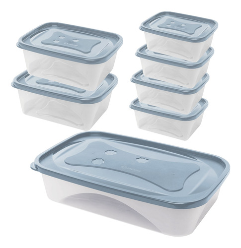 Pack 7 Taper Contenedores De Alimentos Rectangular Apilable