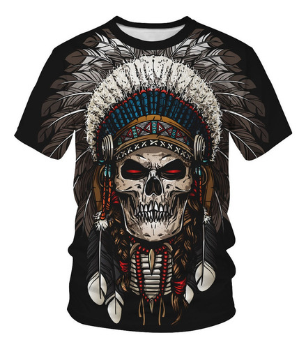 2024 Camiseta De Manga Corta Con Estampado Tribal Indio