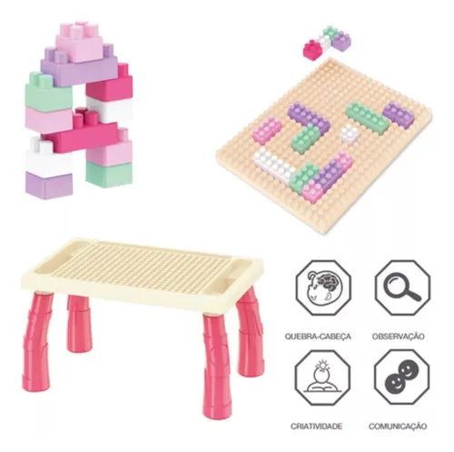 Juegos Bloques Armar 100 Piezascon Mesa Educativo Didáctico