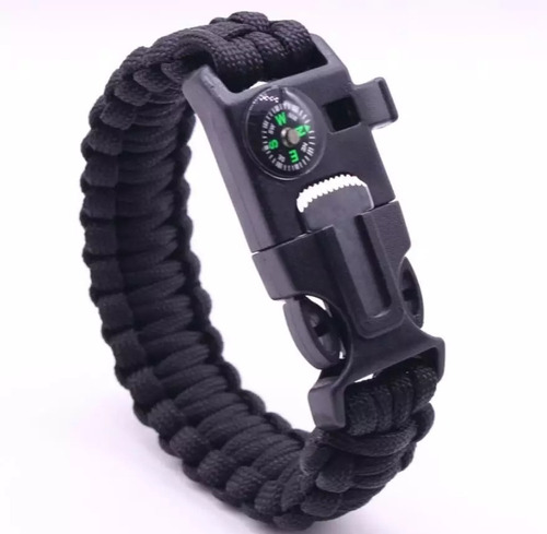 Pulsera Táctica Supervivencia 5en1 Pedernal Paracord Brújula